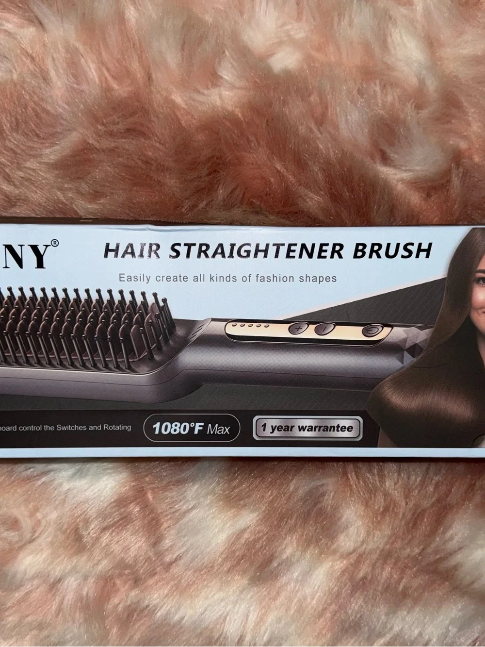 Hair Straightener Brush in Black -